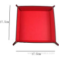 7"-Square Folding Leatherette Dice Tray for Dice Gaming